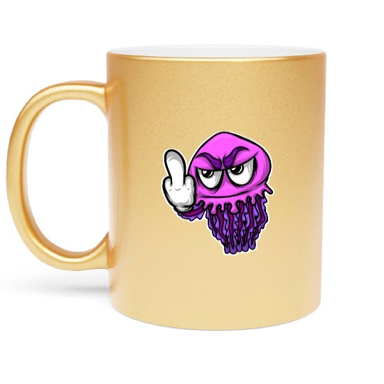 Jelly Fish Middle Finger Jellyfish Metallic Mugs