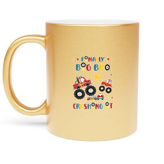 Big Brother Monster Truck and Car -Finally Big Bro Metallic Mugs