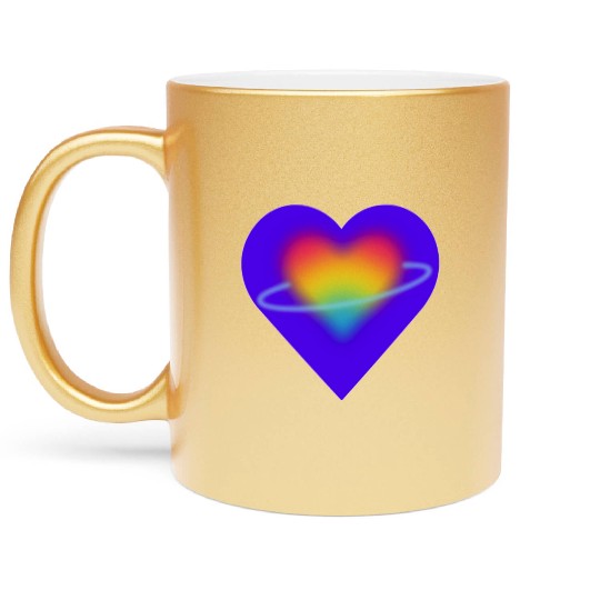 rainbow heart pride Metallic Mugs