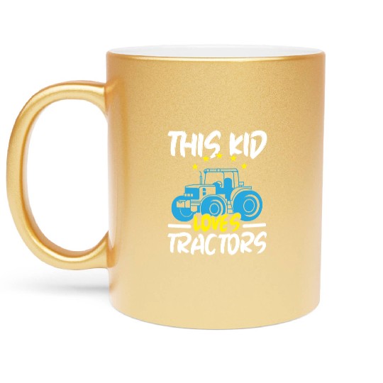 This Kid Loves Tractors Farming Farmer Agriculture Metallic Mugs