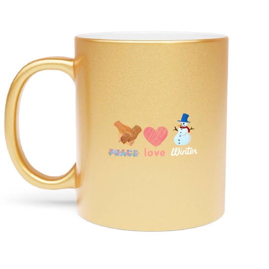 peace, love, winter Metallic Mugs