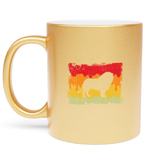lion retro Metallic Mugs