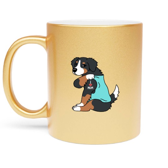 I Love Mom Tattoo Bernese Mountain Dog Metallic Mugs