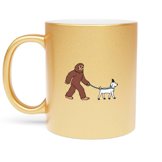 Bigfoot Sasquatch Walking Goat Metallic Mugs