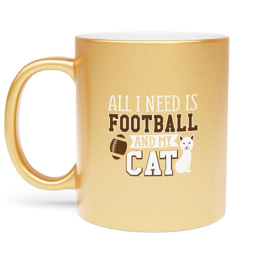 Sunday Football All I Need Is Football And My Cat Metallic Mugs