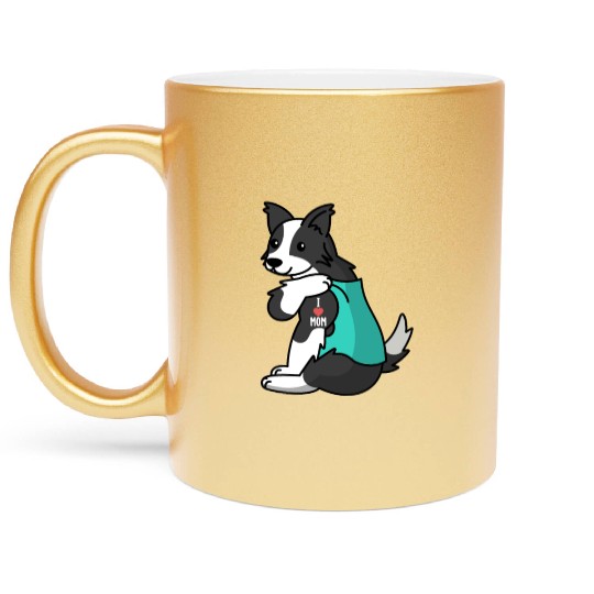 I Love Mom Tattoo Border Collie Metallic Mugs