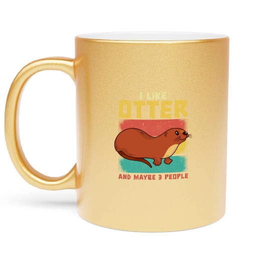 Funny Otter Cute Animal Sea Otters Fun Lovers Metallic Mugs