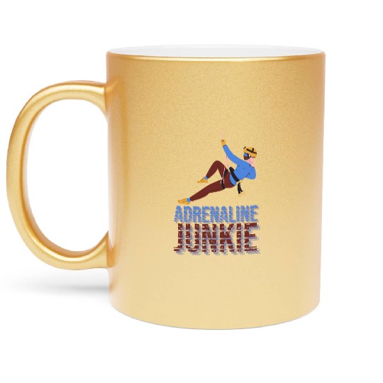 Adrenaline Junkie Rock Climbing Metallic Mugs