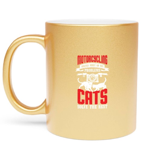 Motorbike Motorcycling Cat Lover Biker Gift Metallic Mugs
