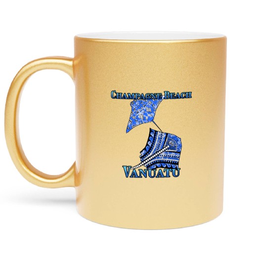Champagne Beach Vacation Tribal Stingrays Metallic Mugs