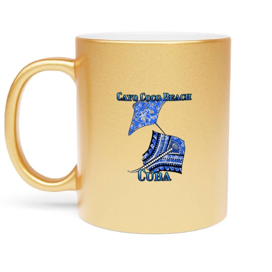 Cayo Coco Beach Vacation Tribal Stingrays Metallic Mugs