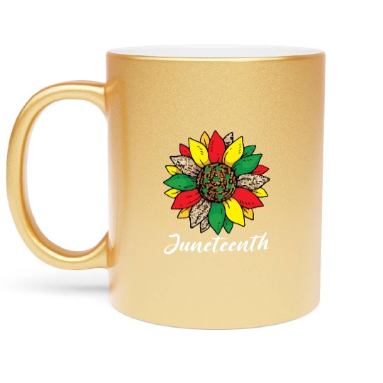 Juneteenth sunflower , African American holiday Metallic Mugs