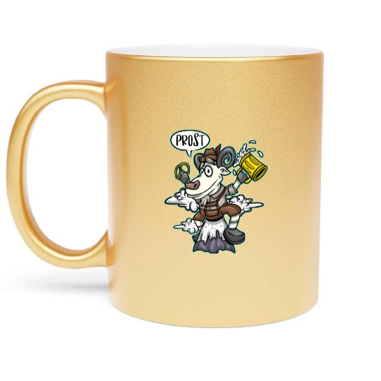 Goat Beer Pretzel Bavarian Leather Trousers Beer Metallic Mugs