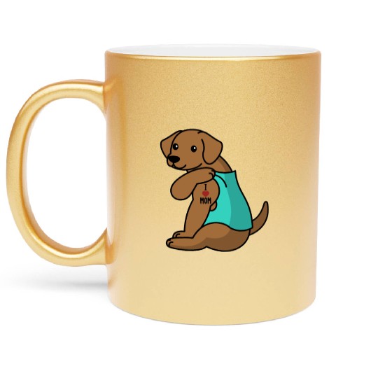 I Love Mom Tattoo Vizsla Metallic Mugs
