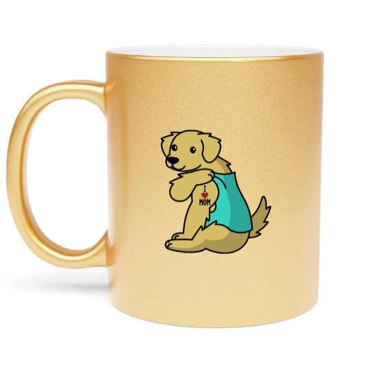 I Love Mom Tattoo Golden Retriever Metallic Mugs