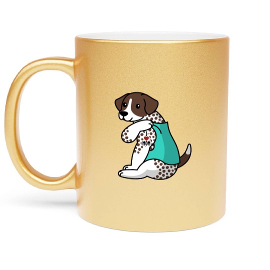 I Love Mom Tattoo German Shorthaired Pointer Metallic Mugs