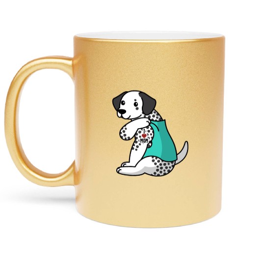 I Love Mom Tattoo Dalmatian Metallic Mugs