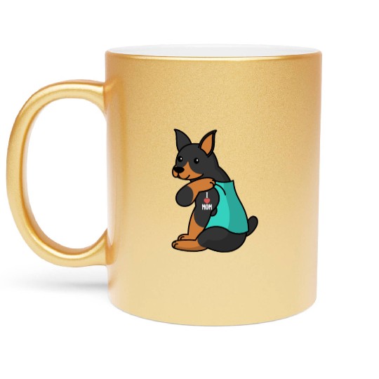 I Love Mom Tattoo Doberman Metallic Mugs