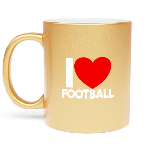 I Love Football Red Heart Football Lover Football Metallic Mugs