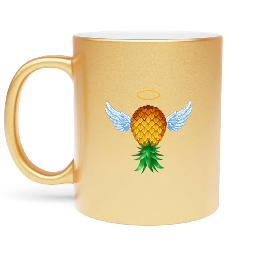 Cute Swinger Upside Down Pineapple Angel Wings Metallic Mugs