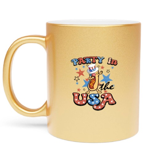 4th Of July Dance Hotdog Lover Party In The USA Metallic Mugs