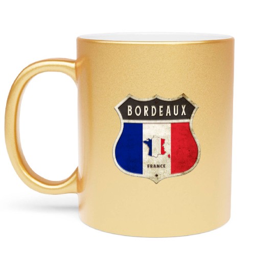 Bordeaux France coat of arms flags design Metallic Mugs
