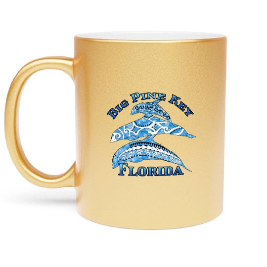 Big Pine Key Florida Vacation Tribal Dolphins Metallic Mugs