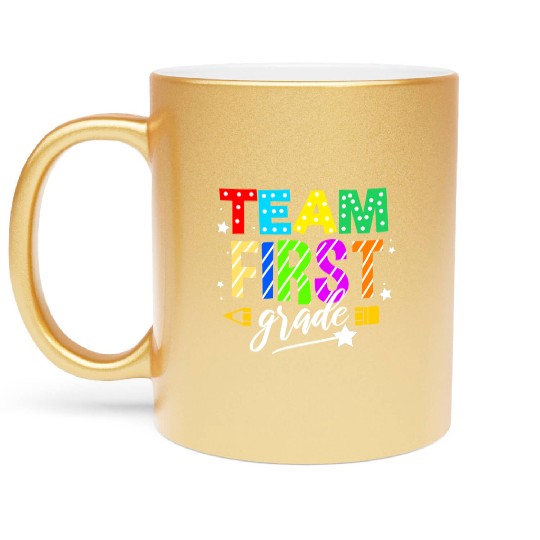 Team First Grade For Elementary Teacher Metallic Mugs