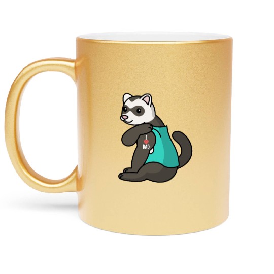 I Love Dad Ferret Metallic Mugs