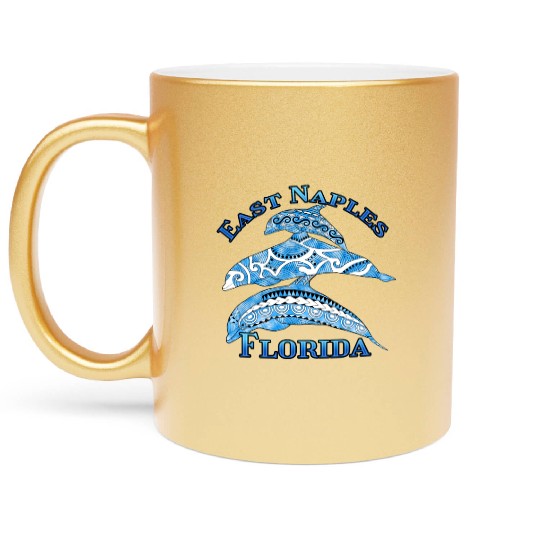 East Naples Florida Vacation Tribal Dolphins Metallic Mugs