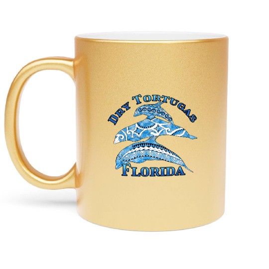Dry Tortugas Florida Vacation Tribal Dolphins Metallic Mugs