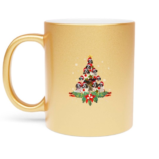 Saint Bernard Christmas Tree Metallic Mugs Dog Owner Gift