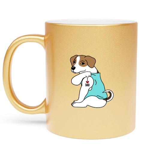I Love Dad Jack Russell Terrier Metallic Mugs