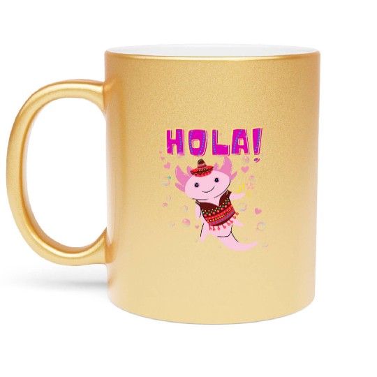 Hola Cute Axolotl - 5 Metallic Mugs