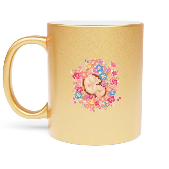 Midwife Flowers Butterfly Baby Doula Metallic Mugs