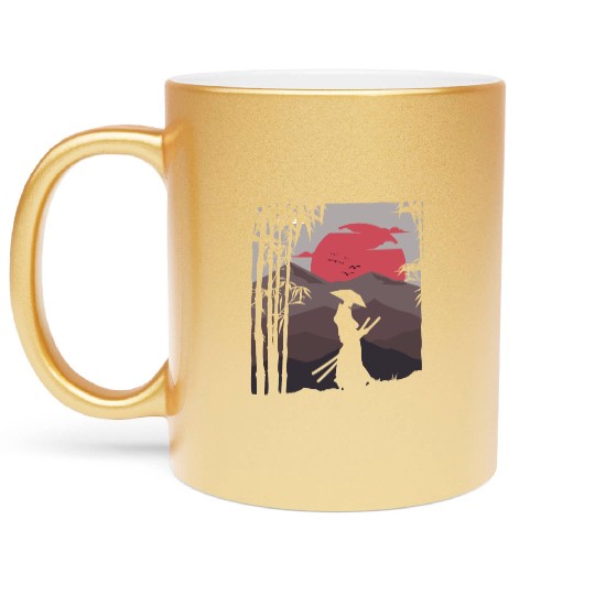 Artistic Samurai Sunset Bushido Nature Japanese Metallic Mugs