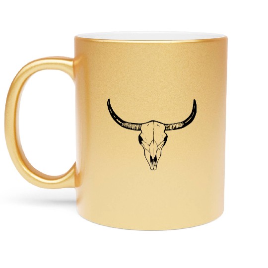 cow skull, long horn, texas Metallic Mugs