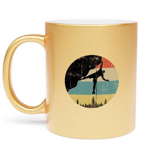 Rock climbing mountain climber Metallic Mugs