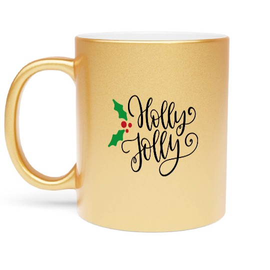 Holly Jolly Mistletoe Holiday Metallic Mugs