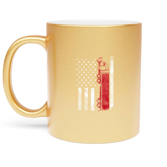 US American Flag Semi Truck Driver 18 Wheeler Metallic Mugs