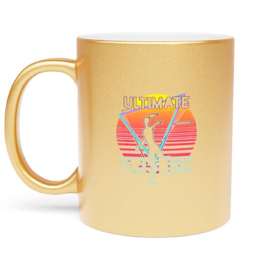 Retro Ultimate Frisbee Players Team Sports Disc Metallic Mugs