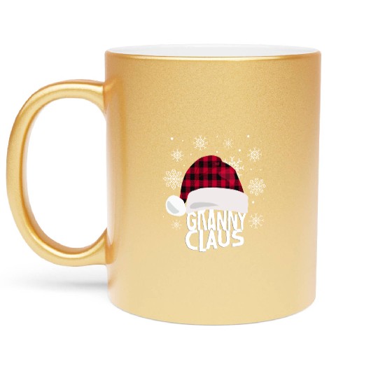 Womens Granny Claus Christmas Buffalo Plaid Santa Metallic Mugs