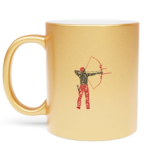Archery Bow Archer Word Cloud Metallic Mugs