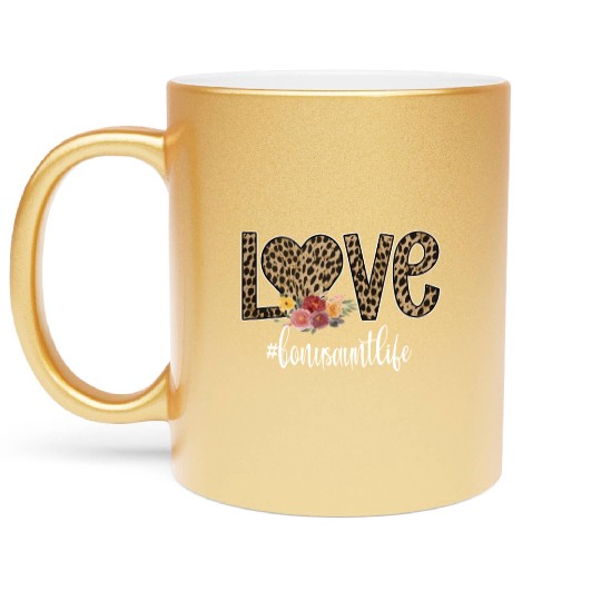 Bonus Aunt Life Proud Bonus Auntie Step Aunt Gifts Metallic Mugs