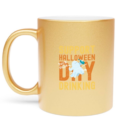 Support Halloween Day Drinking | Drunk Ghost Metallic Mugs