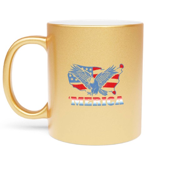 America Eagle Bird USA Flag 4th Of July Metallic Mugs