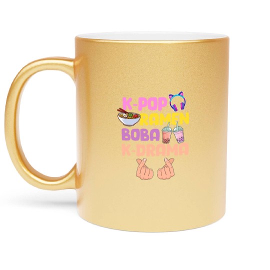K-Pop Ramen Boba K-Drama Metallic Mugs