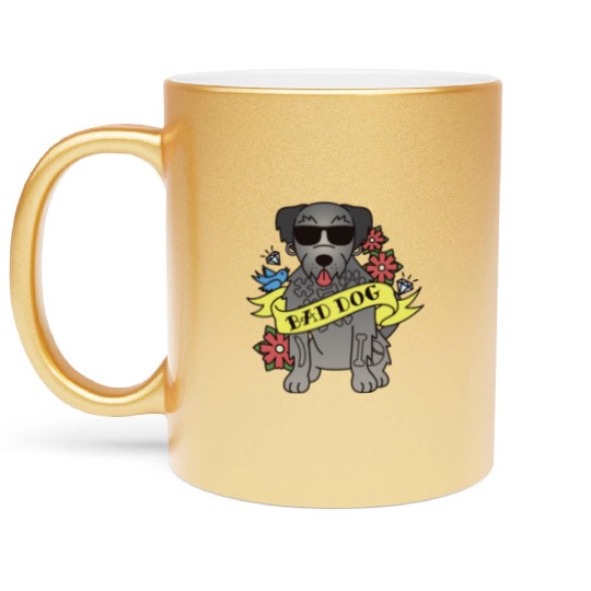 Bad Dog Tattoo Irish Wolfhound Metallic Mugs
