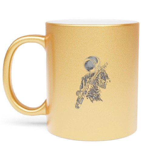 Astronaut Playing Guitar Astronomy Metallic Mugs