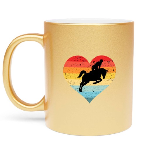 Retro Sunset Horse Lover Rider Equestrian Horseman Metallic Mugs